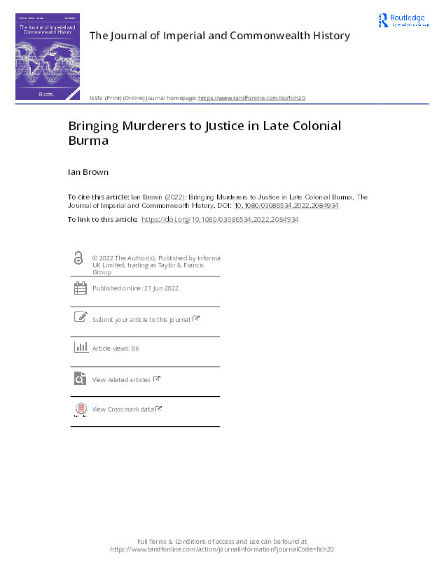Bringing Murderers to Justice in Late Colonial Burma Thumbnail