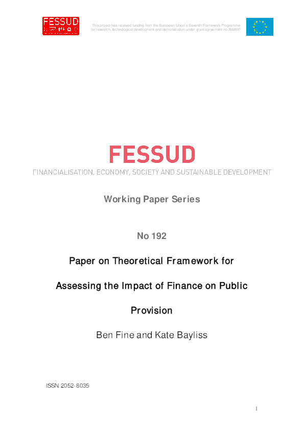 Paper on Theoretical Framework for Assessing the Impact of Finance on Public Provision. Thumbnail