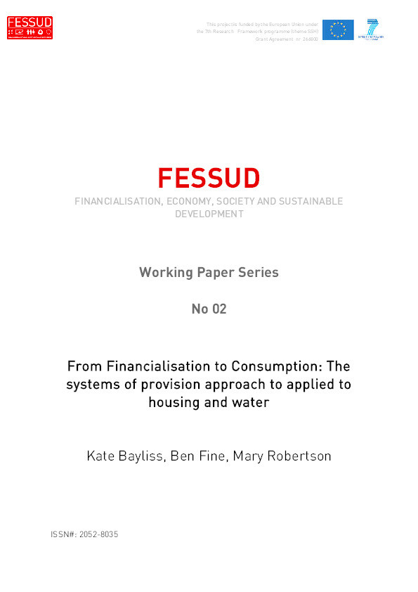 From Financialisation to Consumption: The Systems of Provision Approach Applied to Housing and Water Thumbnail