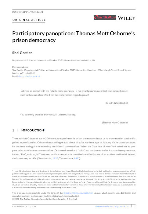 Participatory panopticon: Thomas Mott Osborne's prison democracy Thumbnail