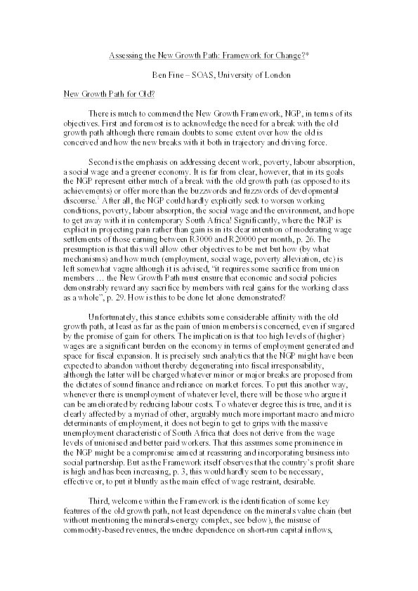 Assessing the New Growth Path: Framework for Change? Thumbnail