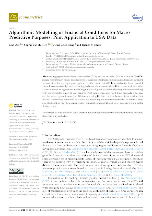 Algorithmic Modelling of Financial Conditions for Macro Predictive Purposes: Pilot Application to USA Data Thumbnail