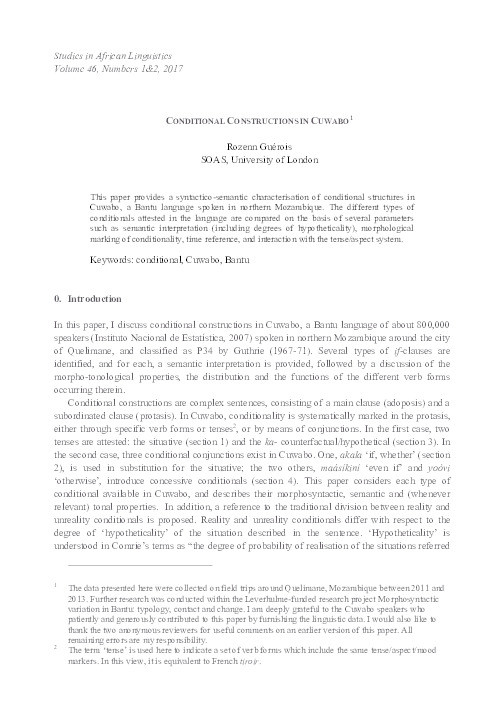 Conditional constructions in Cuwabo Thumbnail