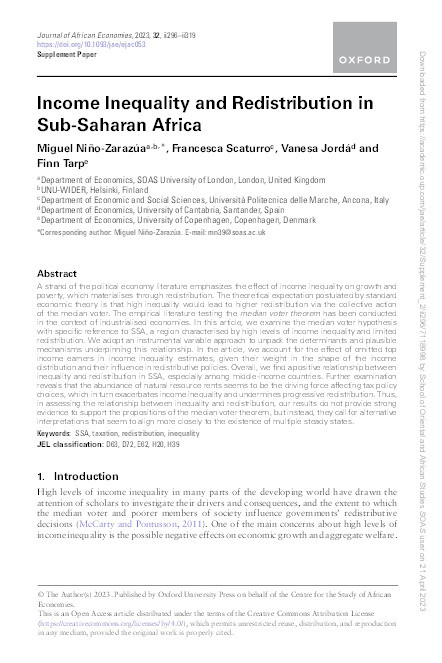 Income Inequality and Redistribution in sub-Saharan Africa Thumbnail