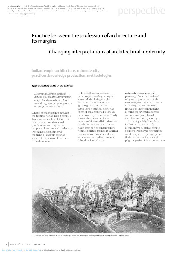 Indian temple architecture and modernity: practices, knowledge production, methodologies Thumbnail