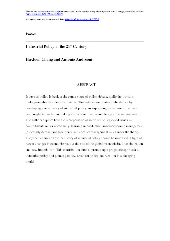 Industrial Policy in the 21st Century Thumbnail