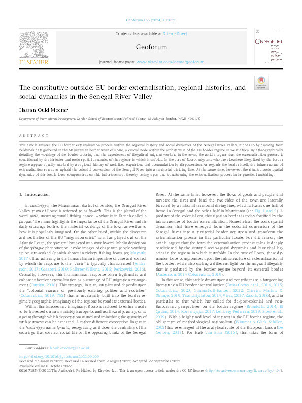 The constitutive outside: EU border externalisation, regional histories, and social dynamics in the Senegal River Valley Thumbnail