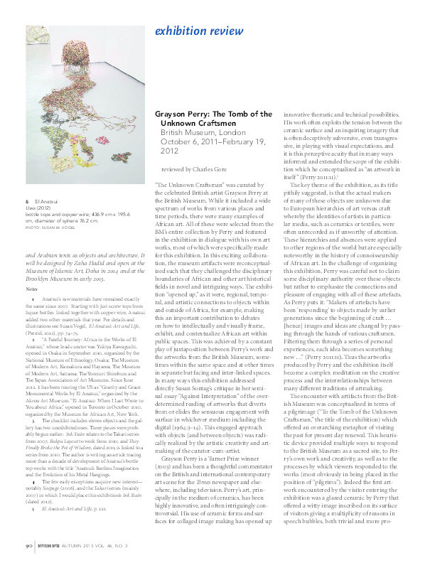Review of 'Grayson Perry: The Tomb of the Unknown Craftsmen', British Museum, London, October 2011-February 2012 Thumbnail