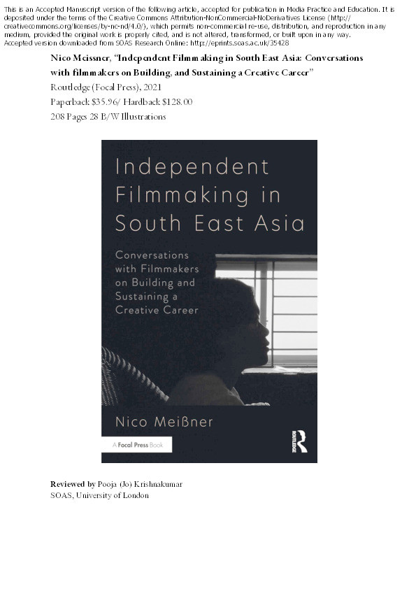 Review of: Independent filmmaking in Southeast Asia: conversations with filmmakers on building, and sustaining a creative career by Nico Meissner Thumbnail