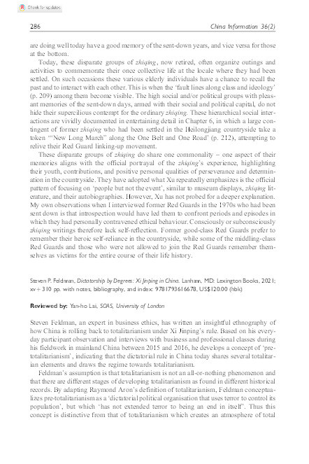 Book Review: Dictatorship by Degrees: Xi Jinping in China by Steven P. Feldman Thumbnail