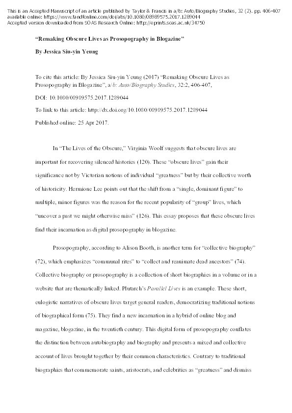 IABA Graduate Student and New Scholar Forum: Remaking Obscure Lives as Prosopography in Blogazine Thumbnail
