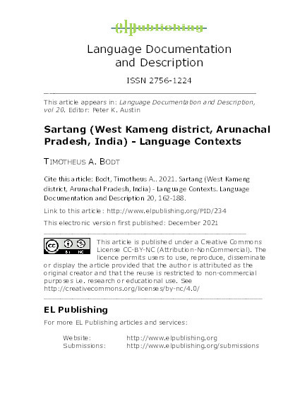 Sartang (West Kameng district, Arunachal Pradesh, India) – Language Contexts Thumbnail