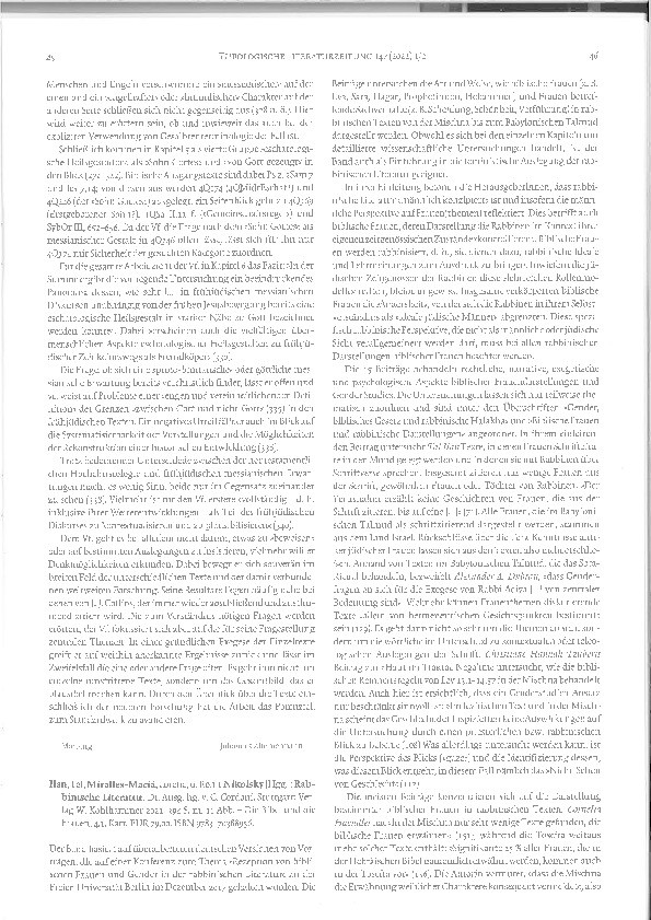 Review of: T. Ilan et al. (eds.), Rabbinische Literatur, Stuttgart: W. Kohlhammer, 2021 Thumbnail