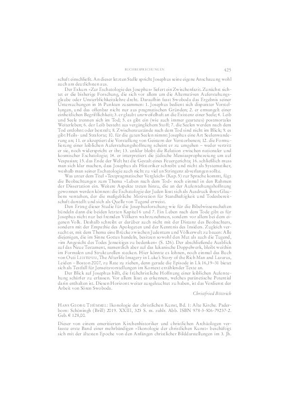 Review of: Hans Georg Thümmel: Ikonologie der christlichen Kunst, vol. 1: Alte Kirche. Paderborn: Schöningh (Brill) 2019 Thumbnail