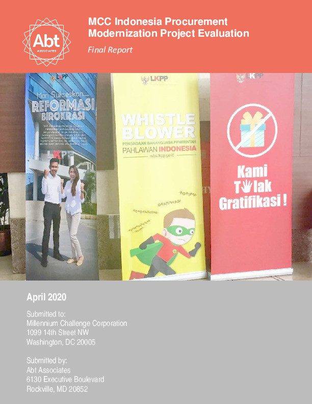 MCC Indonesia Procurement Modernization Project Evaluation - Final Evaluation Report Thumbnail