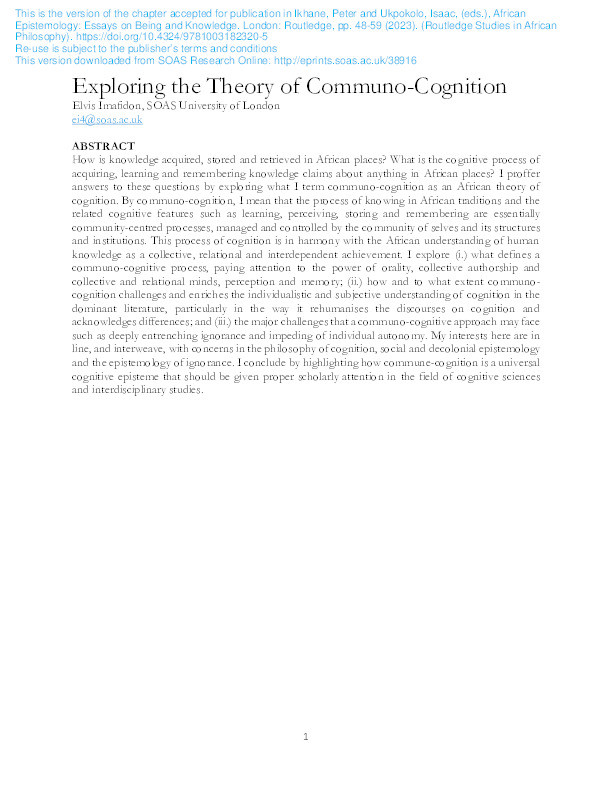 Exploring the Theory of Communo-Cognition Thumbnail