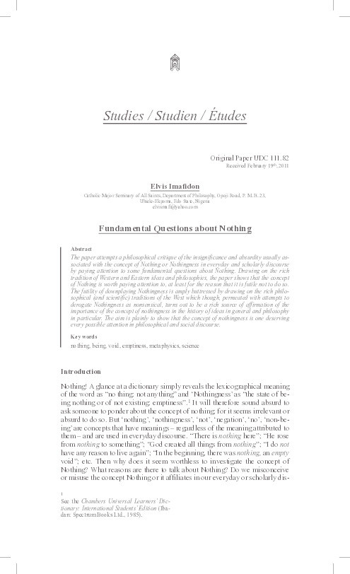 Fundamental Questions about Nothing Thumbnail