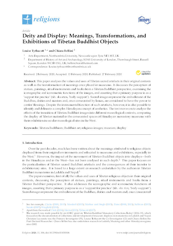 Deity and Display: Meanings, Transformations, and Exhibitions of Tibetan Buddhist Objects Thumbnail