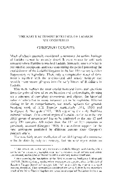 The Early Buddhist Heritage of Ladakh Reconsidered Thumbnail