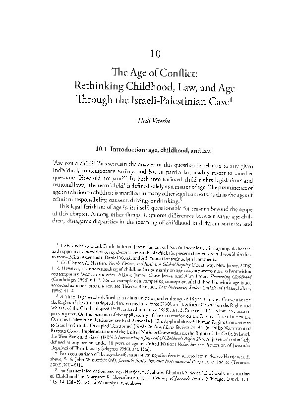 The Age of Conflict: Rethinking Childhood, Law, and Age through the Israeli-Palestinian Case Thumbnail