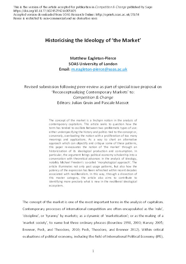Historicizing the Ideology of ‘the Market’ Thumbnail