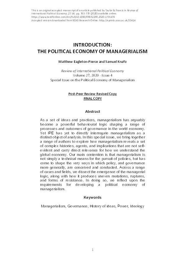 Introduction: The Political Economy of Managerialism Thumbnail