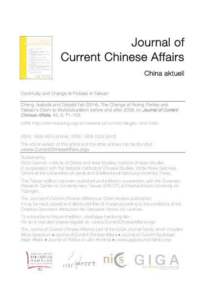 The Change of Ruling Parties and Taiwan’s Claim to Multiculturalism before and after 2008 Thumbnail