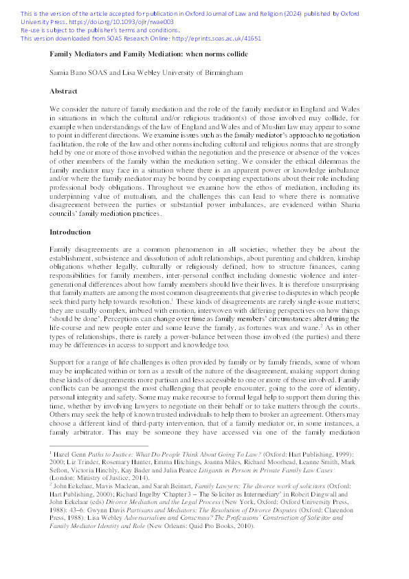 Family Mediators and Family Mediation: When Norms Collide Thumbnail