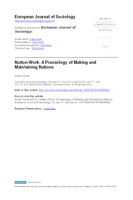 Nation-Work: A Praxeology of Making and Maintaining Nations Thumbnail