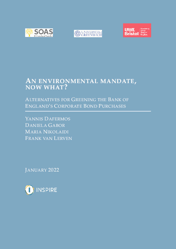 An Environmental Mandate, now what? Alternatives for Greening the Bank of England's Corporate Bond Purchases Thumbnail