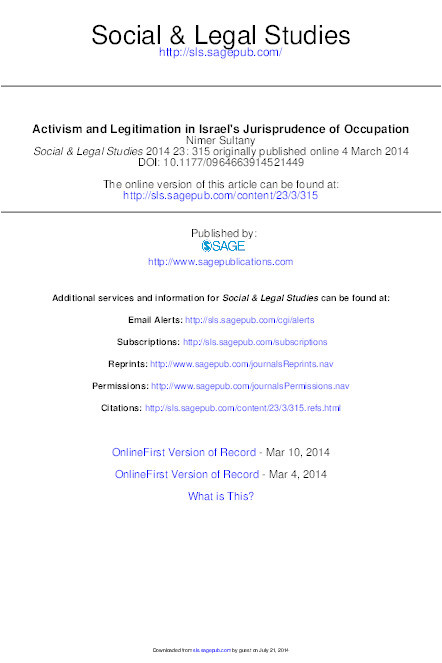 Activism and Legitimation in Israel's Jurisprudence of Occupation Thumbnail