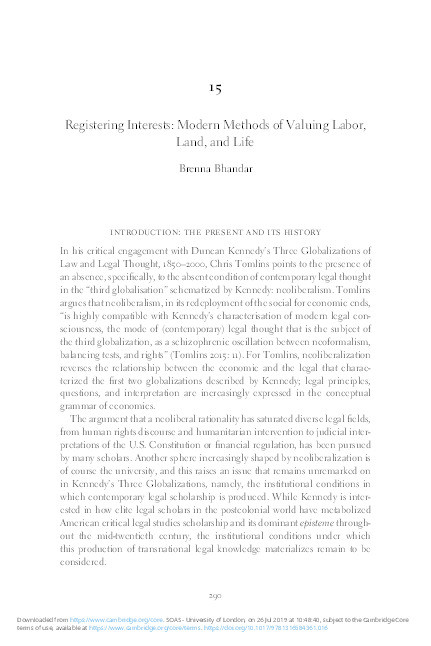 Registering Interests: Modern Methods of Valuing Labour, Land and Life Thumbnail