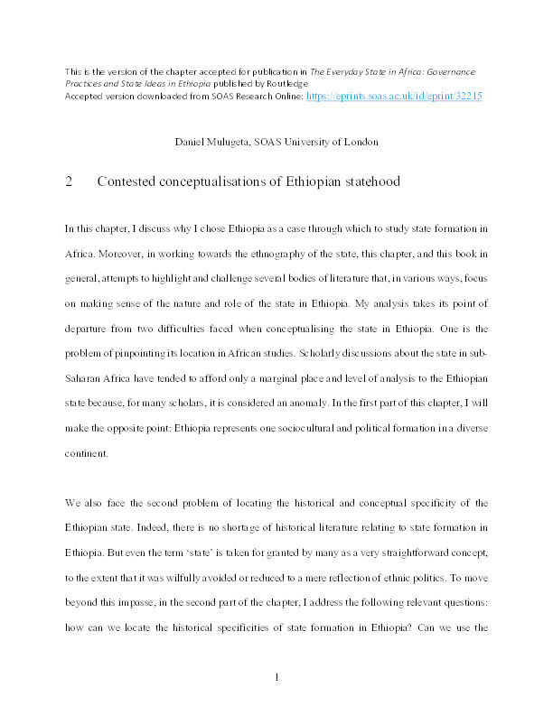 The Everyday State in Africa: Governance Practices and State Ideas in Ethiopia Thumbnail