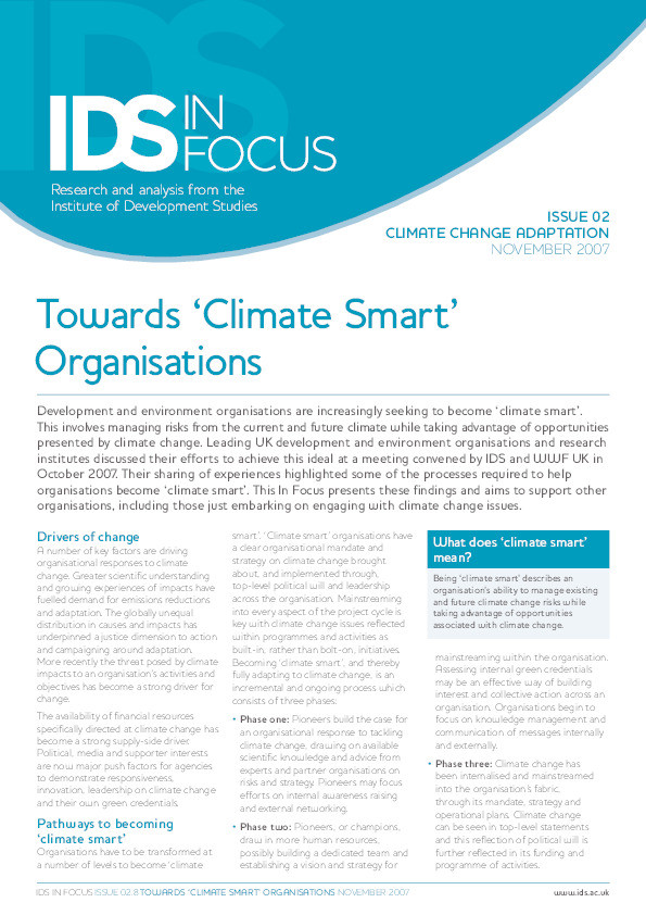 Towards ‘Climate Smart’ Organisations Thumbnail