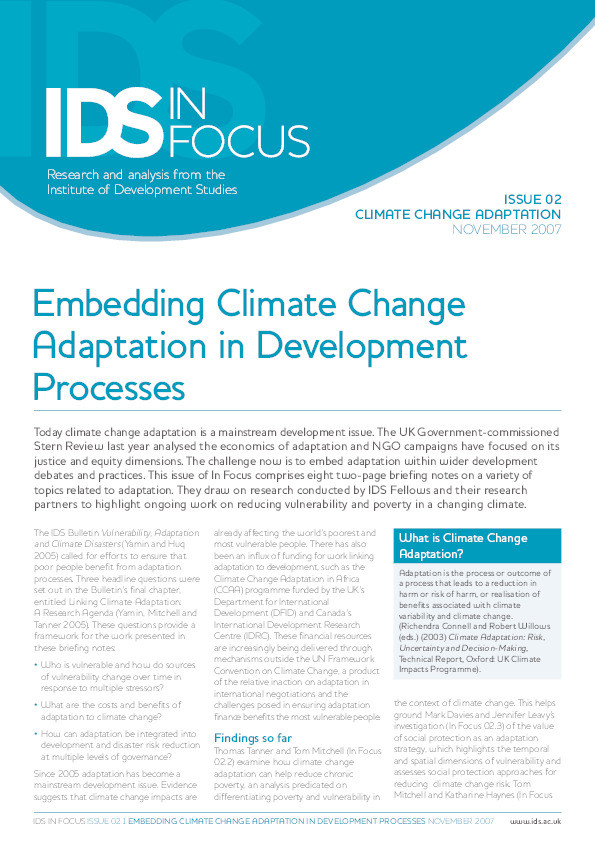 Embedding Climate Change Adaptation in Development Processes Thumbnail