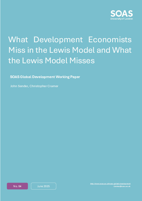 What development economists miss in the Lewis Model and what the Lewis Model misses Thumbnail