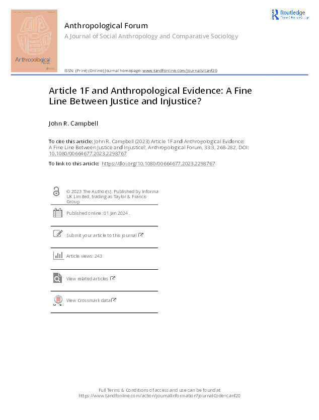 Article 1F and Anthropological Evidence: A Fine Line Between Justice and Injustice? Thumbnail