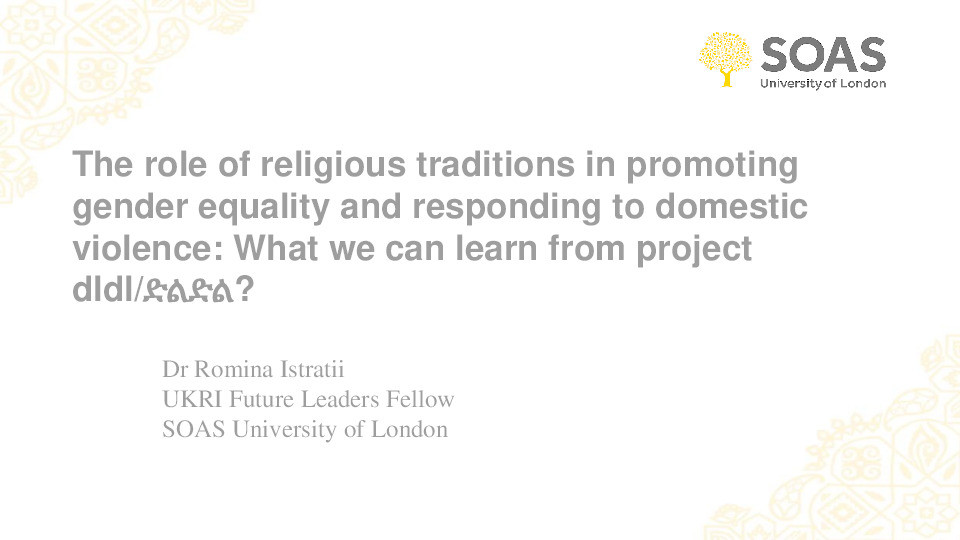 The role of religious traditions in promoting gender equality and responding to domestic violence: What we can learn from project dldl/ድልድል? Thumbnail