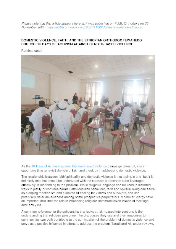 Domestic Violence, Faith, and the Ethiopian Orthodox Tewahedo Church: 16 Days Of Activism Against Gender-Based Violence Thumbnail