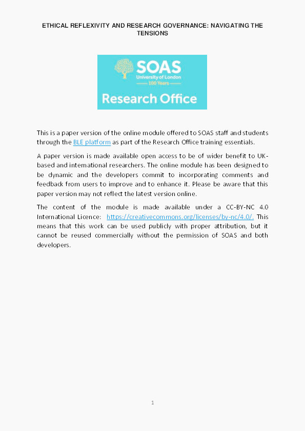 Ethical Reflexivity and Research Governance: Navigating the Tensions (Online Module) Thumbnail