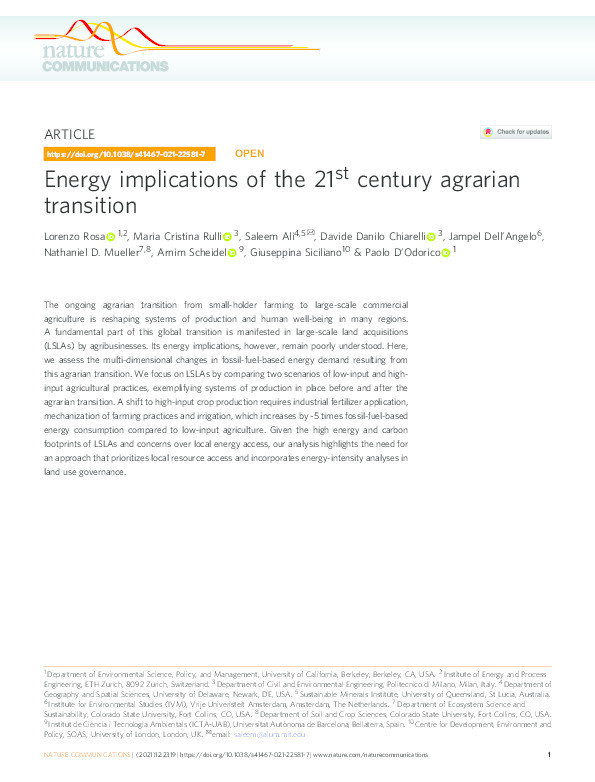 Energy implications of the 21st century agrarian transition Thumbnail