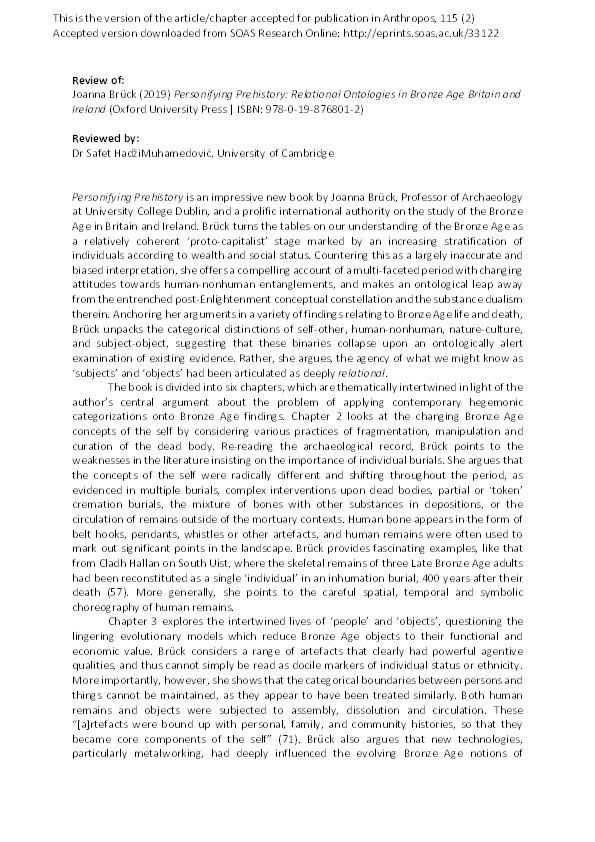 Review of Joanna Brück's 'Personifying Prehistory' Thumbnail