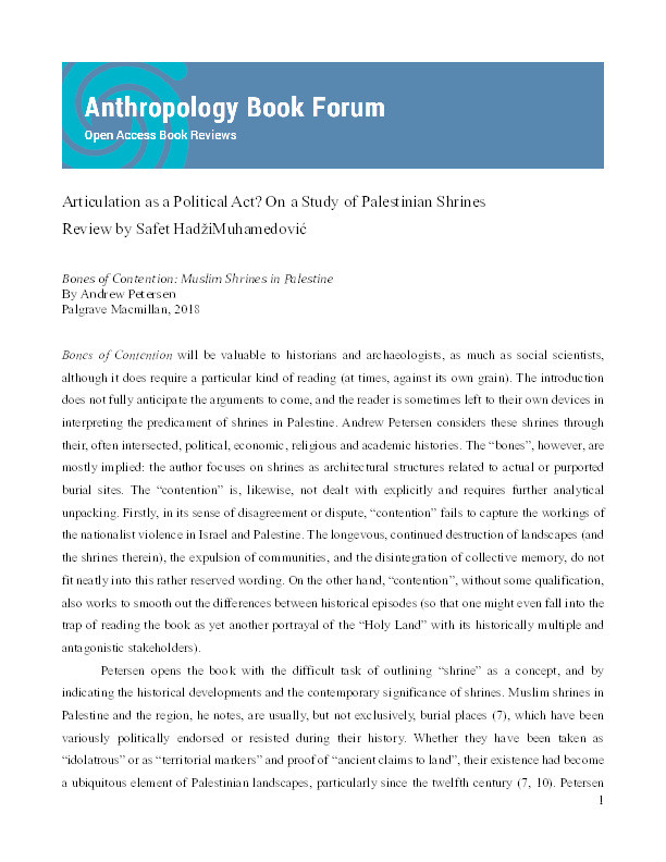 Articulation as a Political Act? On a Study of Palestinian Shrines Thumbnail