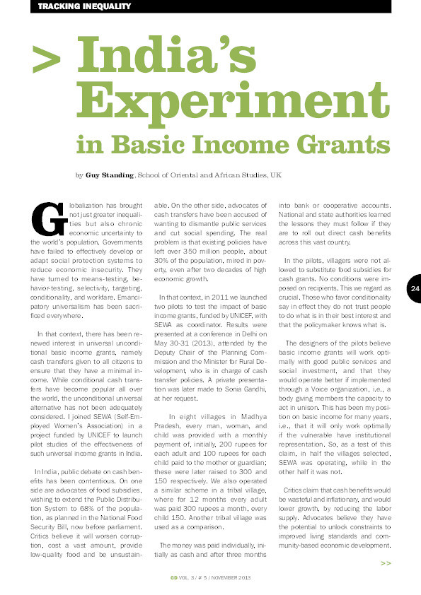 India's experiment in basic income grants Thumbnail