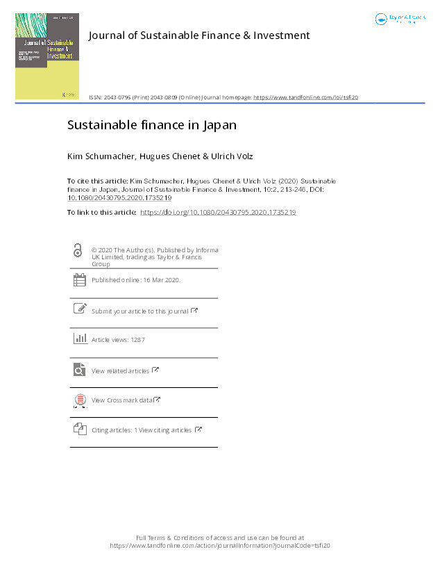 Sustainable Finance in Japan Thumbnail