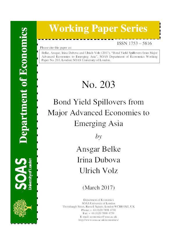 Bond Yield Spillovers from Major Advanced Economies to Emerging Asia Thumbnail
