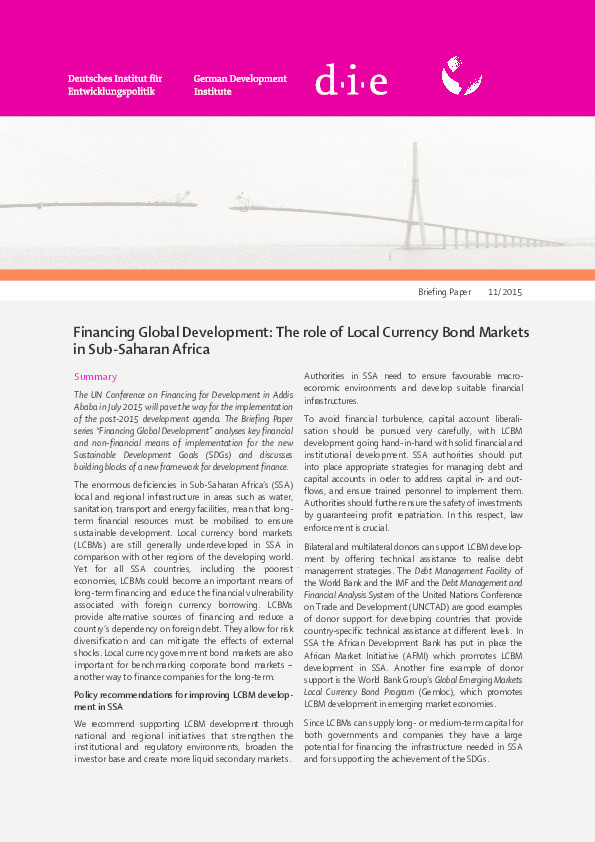 Financing global development: The role of local currency bond markets in Sub-Saharan Africa Thumbnail