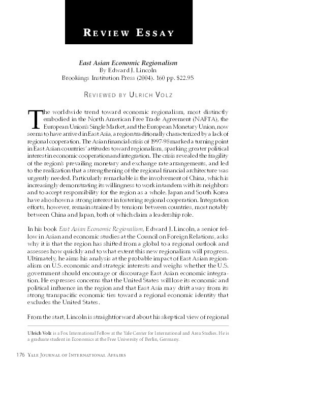 East Asian Economic Regionalism. By Edward J. Lincoln Thumbnail