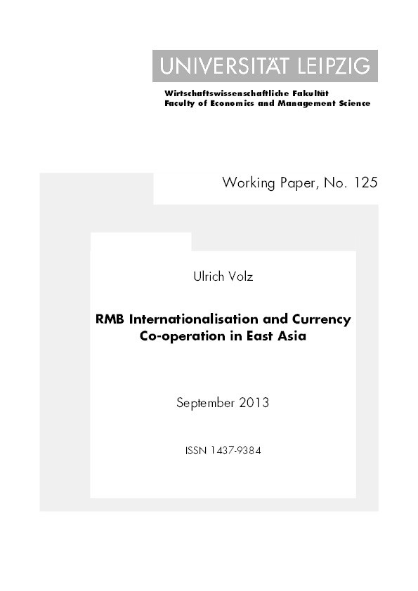 RMB Internationalisation and Currency Co-operation in East Asia Thumbnail