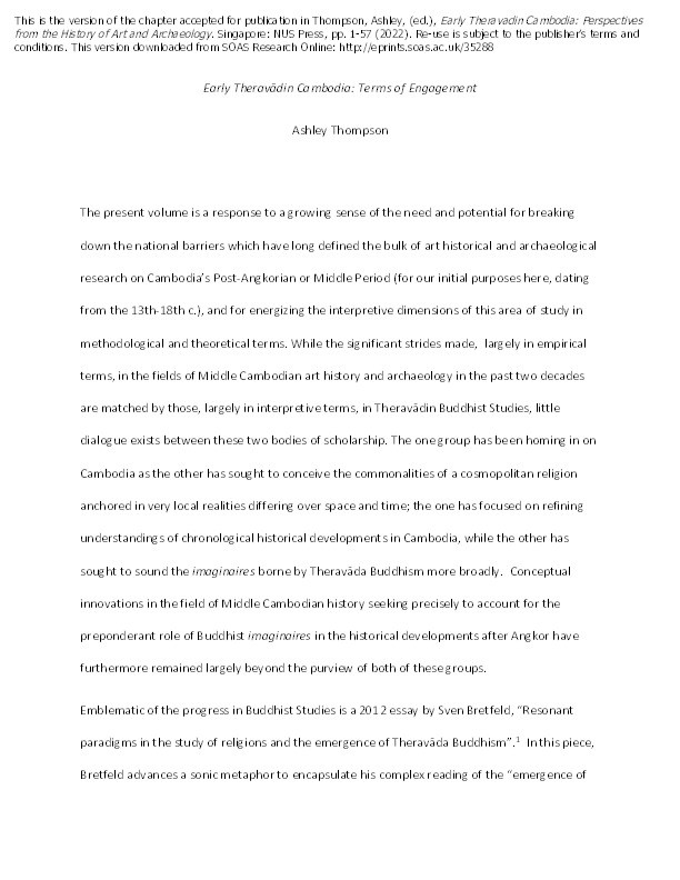 Early Theravadin Cambodia: Terms of Engagement Thumbnail